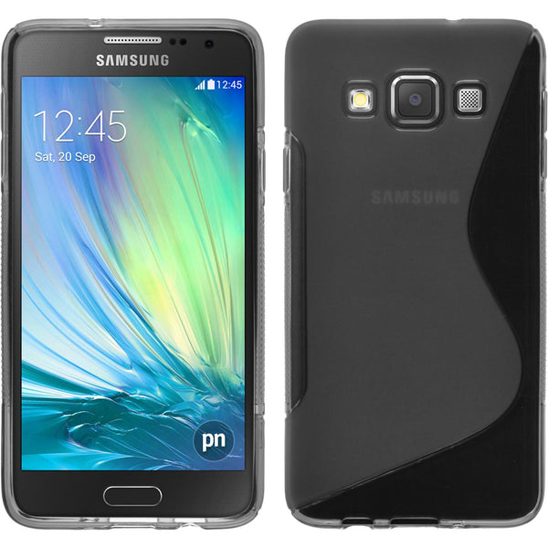 PhoneNatic Case kompatibel mit Samsung Galaxy A3 (A300) - grau Silikon Hülle S-Style + 2 Schutzfolien