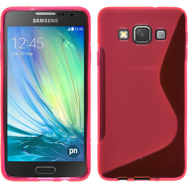 PhoneNatic Case kompatibel mit Samsung Galaxy A3 (A300) - pink Silikon Hülle S-Style + 2 Schutzfolien