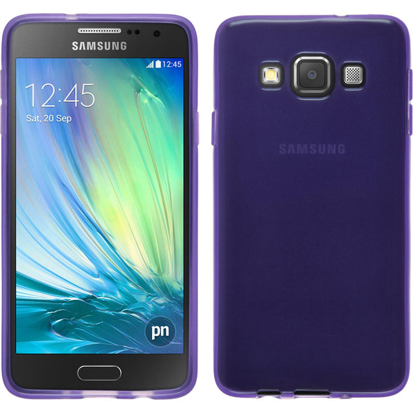 PhoneNatic Case kompatibel mit Samsung Galaxy A3 (A300) - lila Silikon Hülle transparent + 2 Schutzfolien