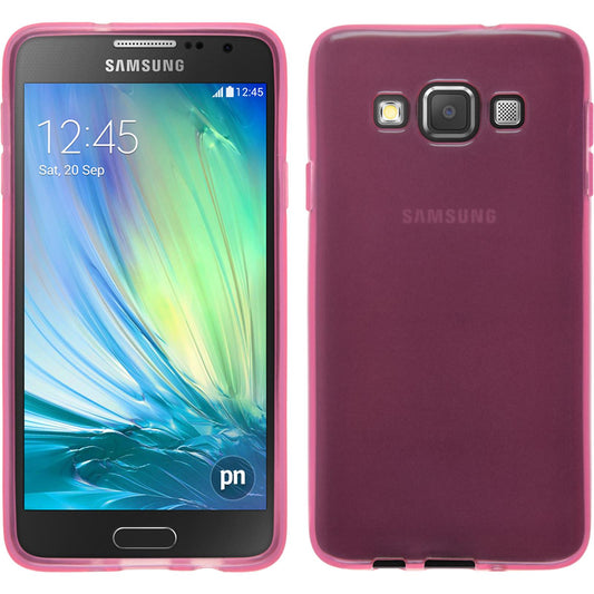 PhoneNatic Case kompatibel mit Samsung Galaxy A3 (A300) - rosa Silikon Hülle transparent + 2 Schutzfolien