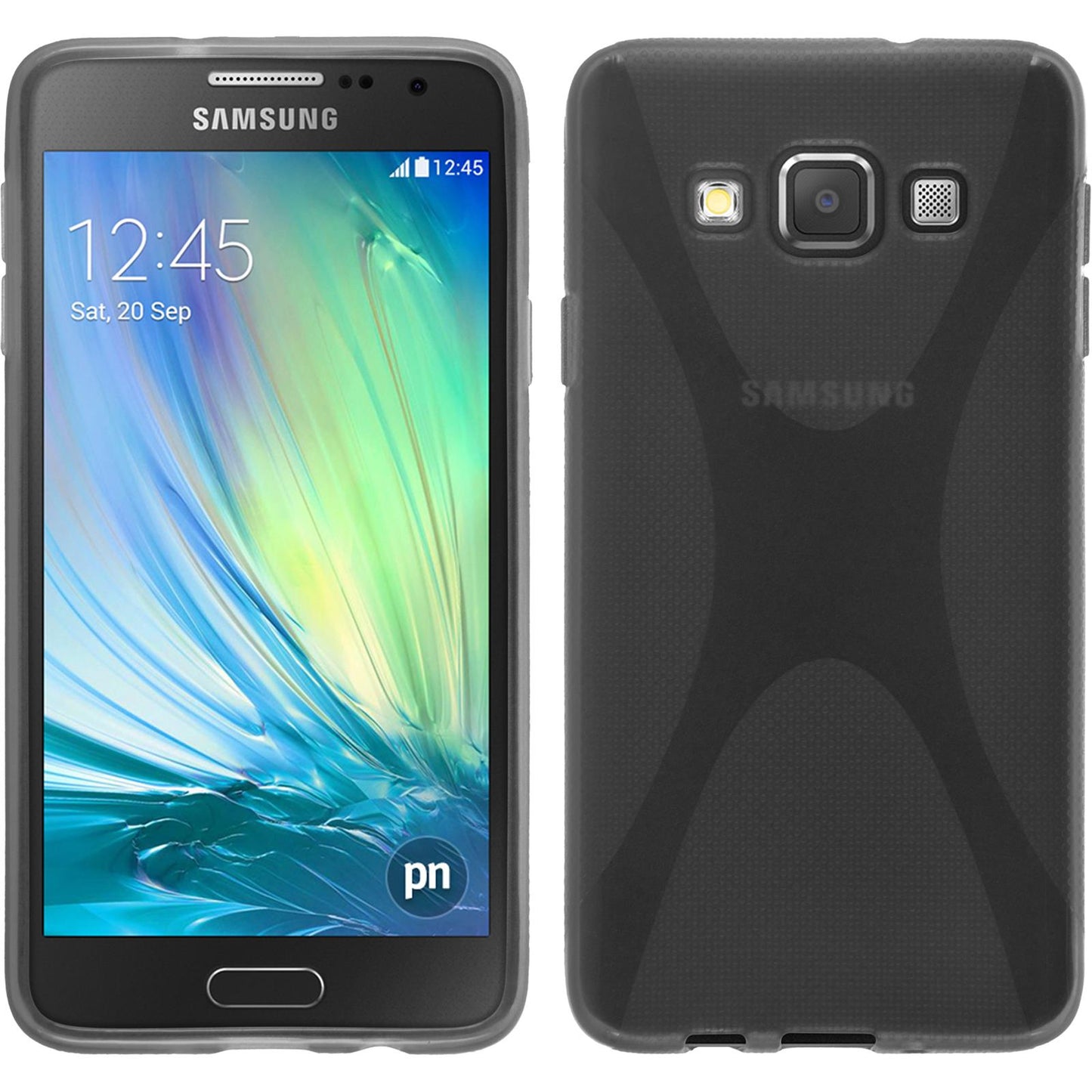 PhoneNatic Case kompatibel mit Samsung Galaxy A3 (A300) - grau Silikon Hülle X-Style + 2 Schutzfolien