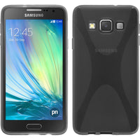 PhoneNatic Case kompatibel mit Samsung Galaxy A3 (A300) - grau Silikon Hülle X-Style + 2 Schutzfolien