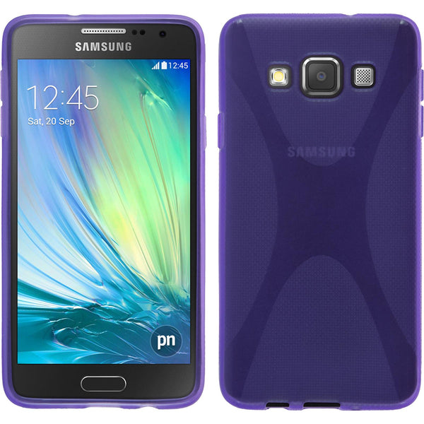 PhoneNatic Case kompatibel mit Samsung Galaxy A3 (A300) - lila Silikon Hülle X-Style + 2 Schutzfolien