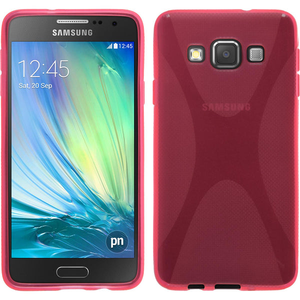 PhoneNatic Case kompatibel mit Samsung Galaxy A3 (A300) - pink Silikon Hülle X-Style + 2 Schutzfolien