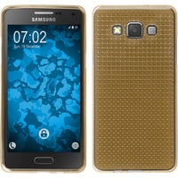 PhoneNatic Case kompatibel mit Samsung Galaxy A5 (A500) - gold Silikon Hülle Iced + 2 Schutzfolien
