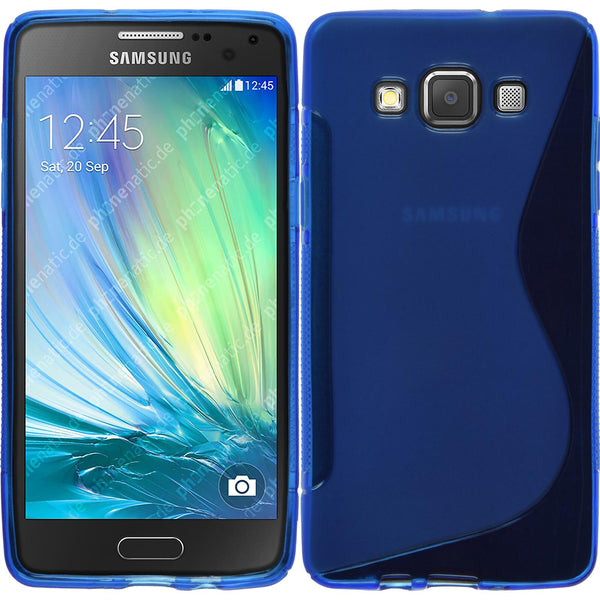 PhoneNatic Case kompatibel mit Samsung Galaxy A5 (A500) - blau Silikon Hülle S-Style + 2 Schutzfolien