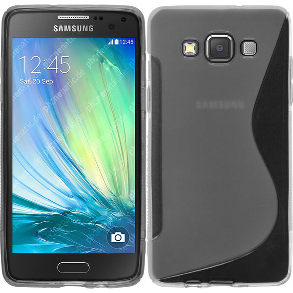 PhoneNatic Case kompatibel mit Samsung Galaxy A5 (A500) - grau Silikon Hülle S-Style + 2 Schutzfolien