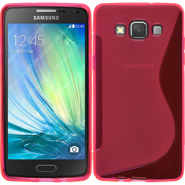 PhoneNatic Case kompatibel mit Samsung Galaxy A5 (A500) - pink Silikon Hülle S-Style + 2 Schutzfolien