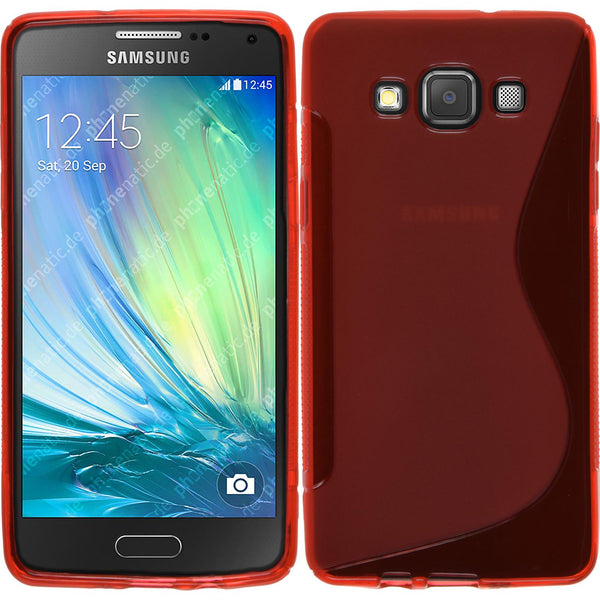 PhoneNatic Case kompatibel mit Samsung Galaxy A5 (A500) - rot Silikon Hülle S-Style + 2 Schutzfolien