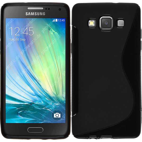 PhoneNatic Case kompatibel mit Samsung Galaxy A5 (A500) - schwarz Silikon Hülle S-Style + 2 Schutzfolien