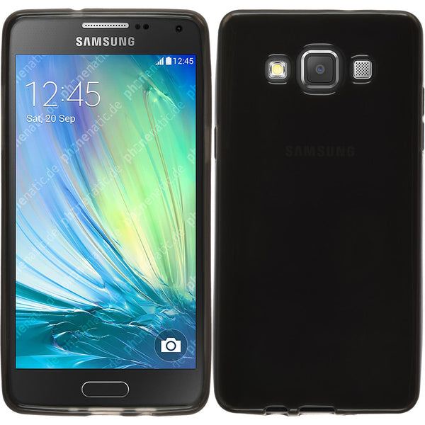 PhoneNatic Case kompatibel mit Samsung Galaxy A5 (A500) - schwarz Silikon Hülle transparent + 2 Schutzfolien