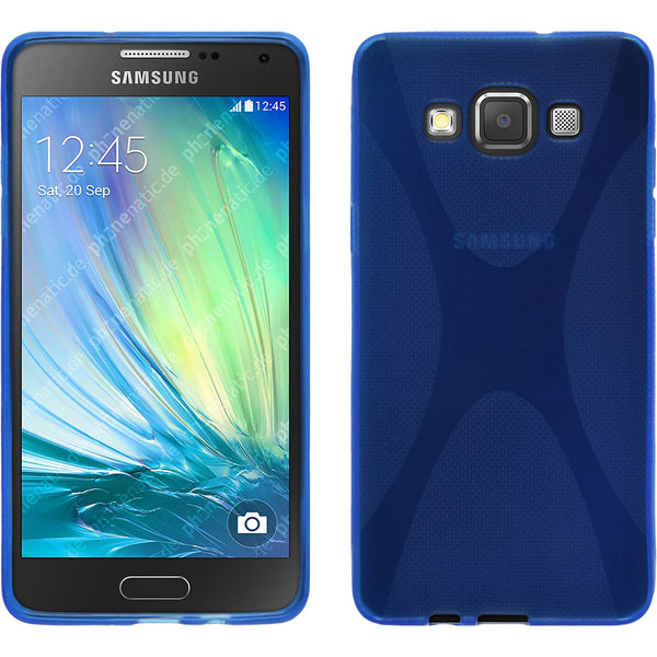 PhoneNatic Case kompatibel mit Samsung Galaxy A5 (A500) - blau Silikon Hülle X-Style + 2 Schutzfolien