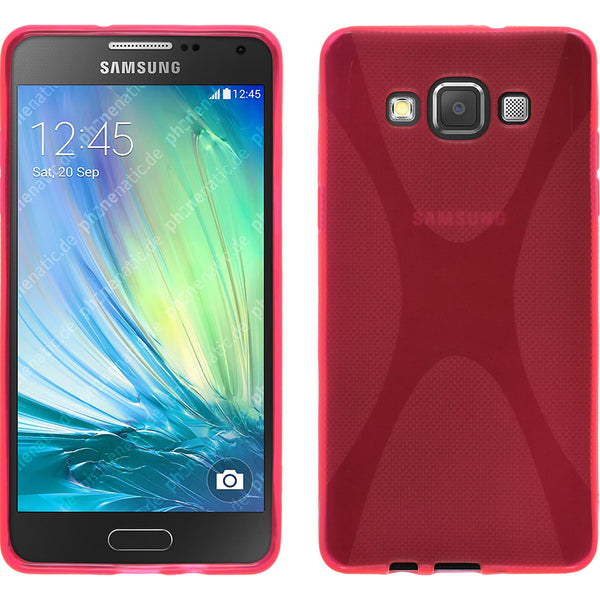PhoneNatic Case kompatibel mit Samsung Galaxy A5 (A500) - pink Silikon Hülle X-Style + 2 Schutzfolien