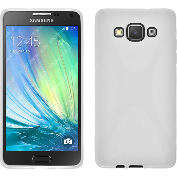 PhoneNatic Case kompatibel mit Samsung Galaxy A5 (A500) - weiﬂ Silikon Hülle X-Style + 2 Schutzfolien
