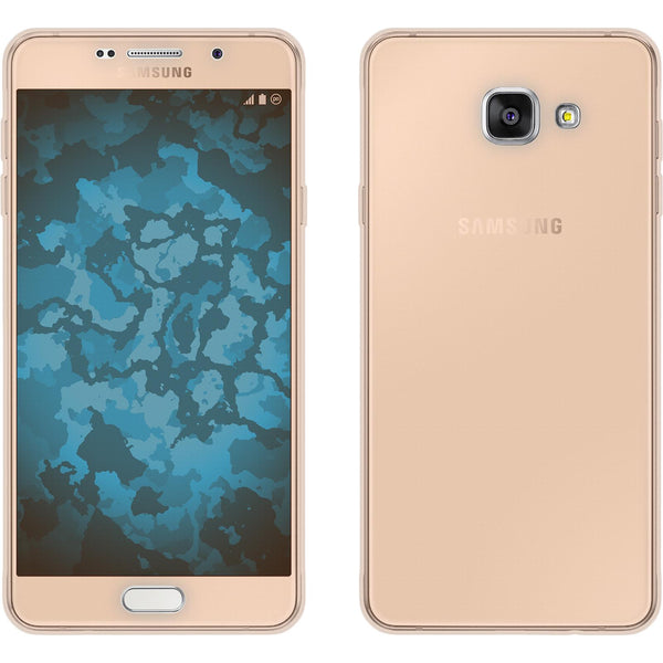PhoneNatic Case kompatibel mit Samsung Galaxy A7 (2016) A710 - gold Silikon Hülle 360∞ Fullbody Cover