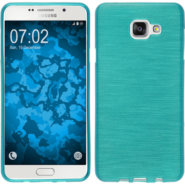 PhoneNatic Case kompatibel mit Samsung Galaxy A7 (2016) A710 - blau Silikon Hülle brushed + 2 Schutzfolien