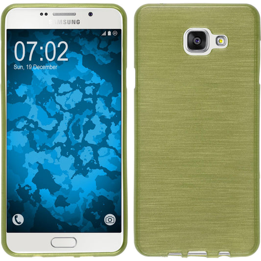 PhoneNatic Case kompatibel mit Samsung Galaxy A7 (2016) A710 - pastellgrün Silikon Hülle brushed + 2 Schutzfolien