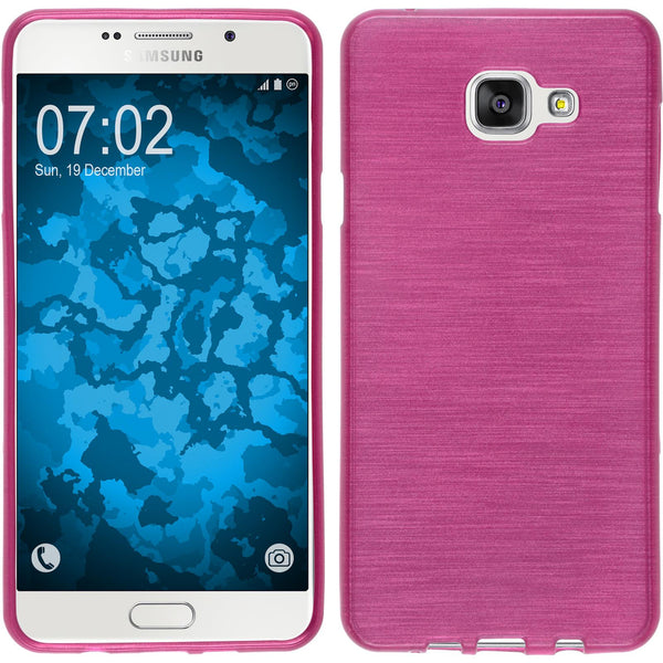 PhoneNatic Case kompatibel mit Samsung Galaxy A7 (2016) A710 - pink Silikon Hülle brushed + 2 Schutzfolien