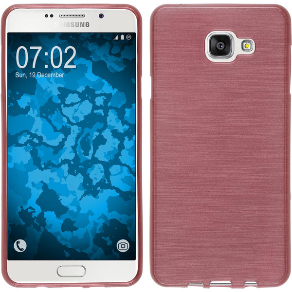 PhoneNatic Case kompatibel mit Samsung Galaxy A7 (2016) A710 - rosa Silikon Hülle brushed + 2 Schutzfolien