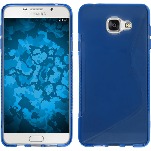 PhoneNatic Case kompatibel mit Samsung Galaxy A7 (2016) A710 - blau Silikon Hülle S-Style + 2 Schutzfolien