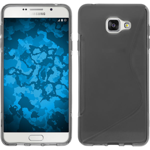 PhoneNatic Case kompatibel mit Samsung Galaxy A7 (2016) A710 - grau Silikon Hülle S-Style + 2 Schutzfolien