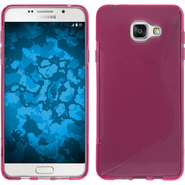 PhoneNatic Case kompatibel mit Samsung Galaxy A7 (2016) A710 - pink Silikon Hülle S-Style + 2 Schutzfolien