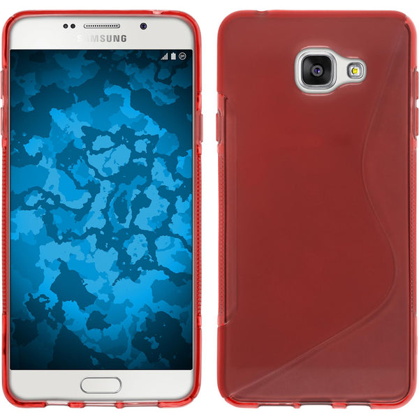 PhoneNatic Case kompatibel mit Samsung Galaxy A7 (2016) A710 - rot Silikon Hülle S-Style + 2 Schutzfolien