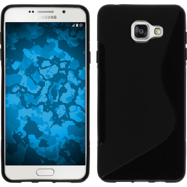 PhoneNatic Case kompatibel mit Samsung Galaxy A7 (2016) A710 - schwarz Silikon Hülle S-Style + 2 Schutzfolien