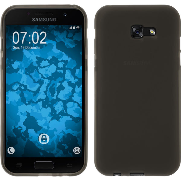 PhoneNatic Case kompatibel mit Samsung Galaxy A7 (2017) - grau Silikon Hülle matt + 2 Schutzfolien