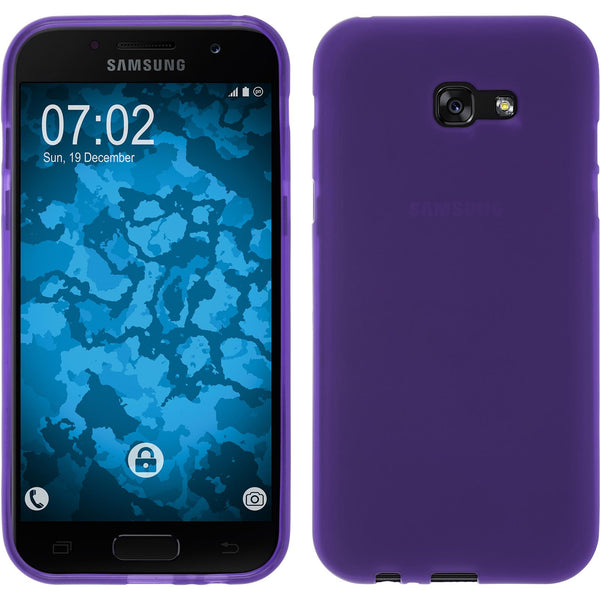 PhoneNatic Case kompatibel mit Samsung Galaxy A7 (2017) - lila Silikon Hülle matt + 2 Schutzfolien