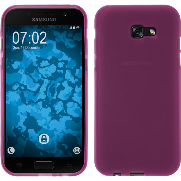 PhoneNatic Case kompatibel mit Samsung Galaxy A7 (2017) - pink Silikon Hülle matt + 2 Schutzfolien