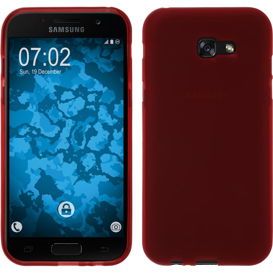 PhoneNatic Case kompatibel mit Samsung Galaxy A7 (2017) - rot Silikon Hülle matt + 2 Schutzfolien