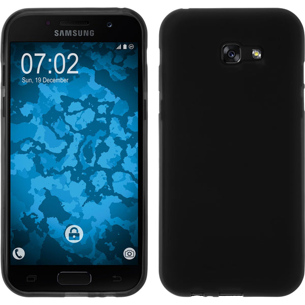 PhoneNatic Case kompatibel mit Samsung Galaxy A7 (2017) - schwarz Silikon Hülle matt + 2 Schutzfolien