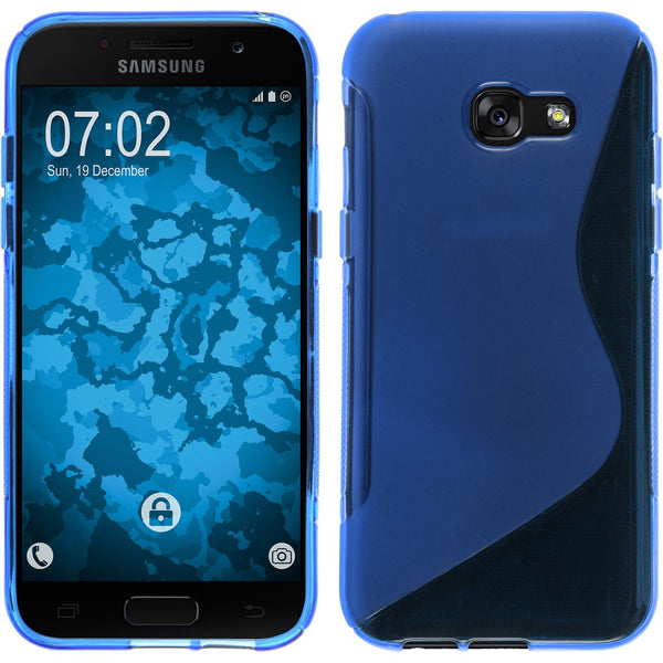 PhoneNatic Case kompatibel mit Samsung Galaxy A7 (2017) - blau Silikon Hülle S-Style + 2 Schutzfolien