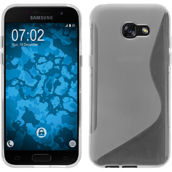 PhoneNatic Case kompatibel mit Samsung Galaxy A7 (2017) - clear Silikon Hülle S-Style + 2 Schutzfolien