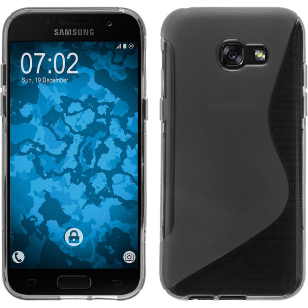 PhoneNatic Case kompatibel mit Samsung Galaxy A7 (2017) - grau Silikon Hülle S-Style + 2 Schutzfolien