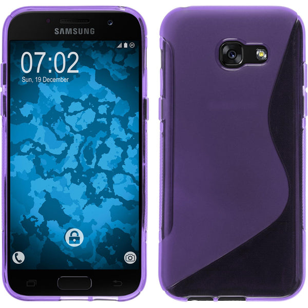 PhoneNatic Case kompatibel mit Samsung Galaxy A7 (2017) - lila Silikon Hülle S-Style + 2 Schutzfolien