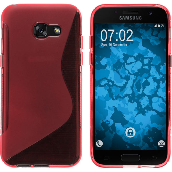 PhoneNatic Case kompatibel mit Samsung Galaxy A7 (2017) - rot Silikon Hülle S-Style + 2 Schutzfolien