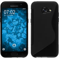 PhoneNatic Case kompatibel mit Samsung Galaxy A7 (2017) - schwarz Silikon Hülle S-Style + 2 Schutzfolien