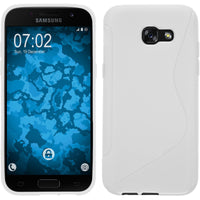 PhoneNatic Case kompatibel mit Samsung Galaxy A7 (2017) - weiﬂ Silikon Hülle S-Style + 2 Schutzfolien