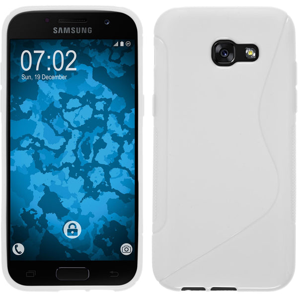 PhoneNatic Case kompatibel mit Samsung Galaxy A7 (2017) - weiß Silikon Hülle S-Style + 2 Schutzfolien
