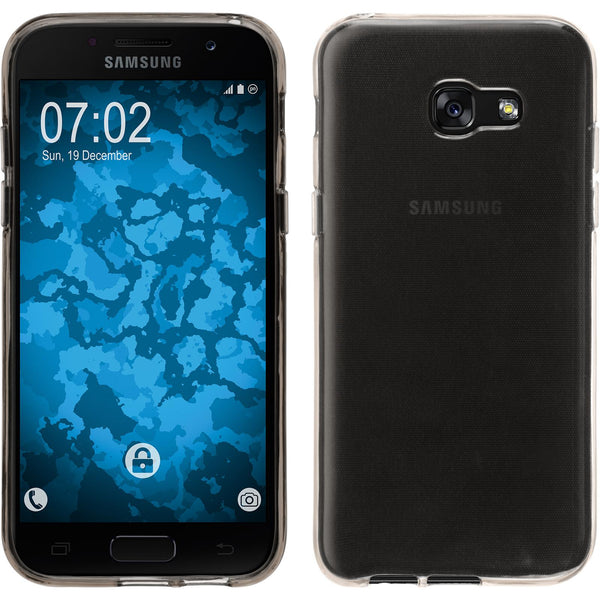 PhoneNatic Case kompatibel mit Samsung Galaxy A7 (2017) - grau Silikon Hülle transparent + 2 Schutzfolien