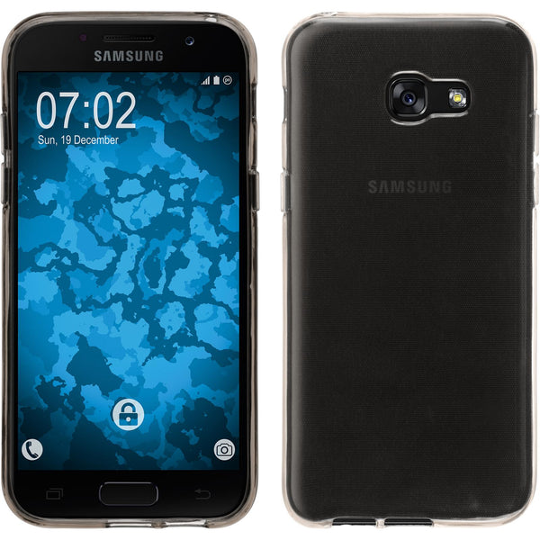 PhoneNatic Case kompatibel mit Samsung Galaxy A7 (2017) - grau Silikon Hülle transparent + 2 Schutzfolien