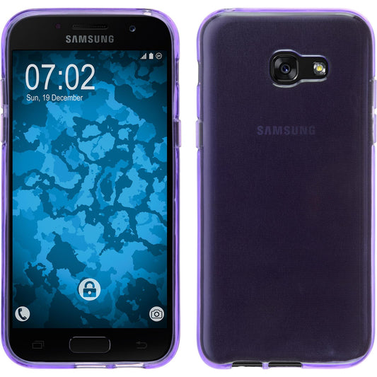 PhoneNatic Case kompatibel mit Samsung Galaxy A7 (2017) - lila Silikon Hülle transparent + 2 Schutzfolien