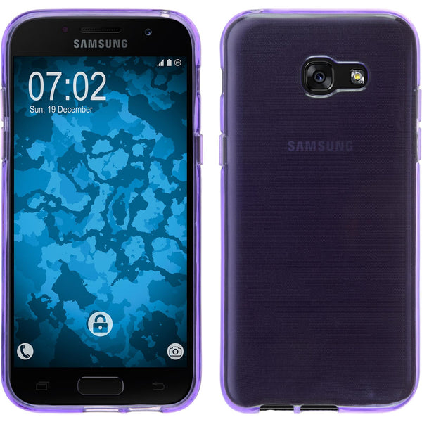 PhoneNatic Case kompatibel mit Samsung Galaxy A7 (2017) - lila Silikon Hülle transparent + 2 Schutzfolien