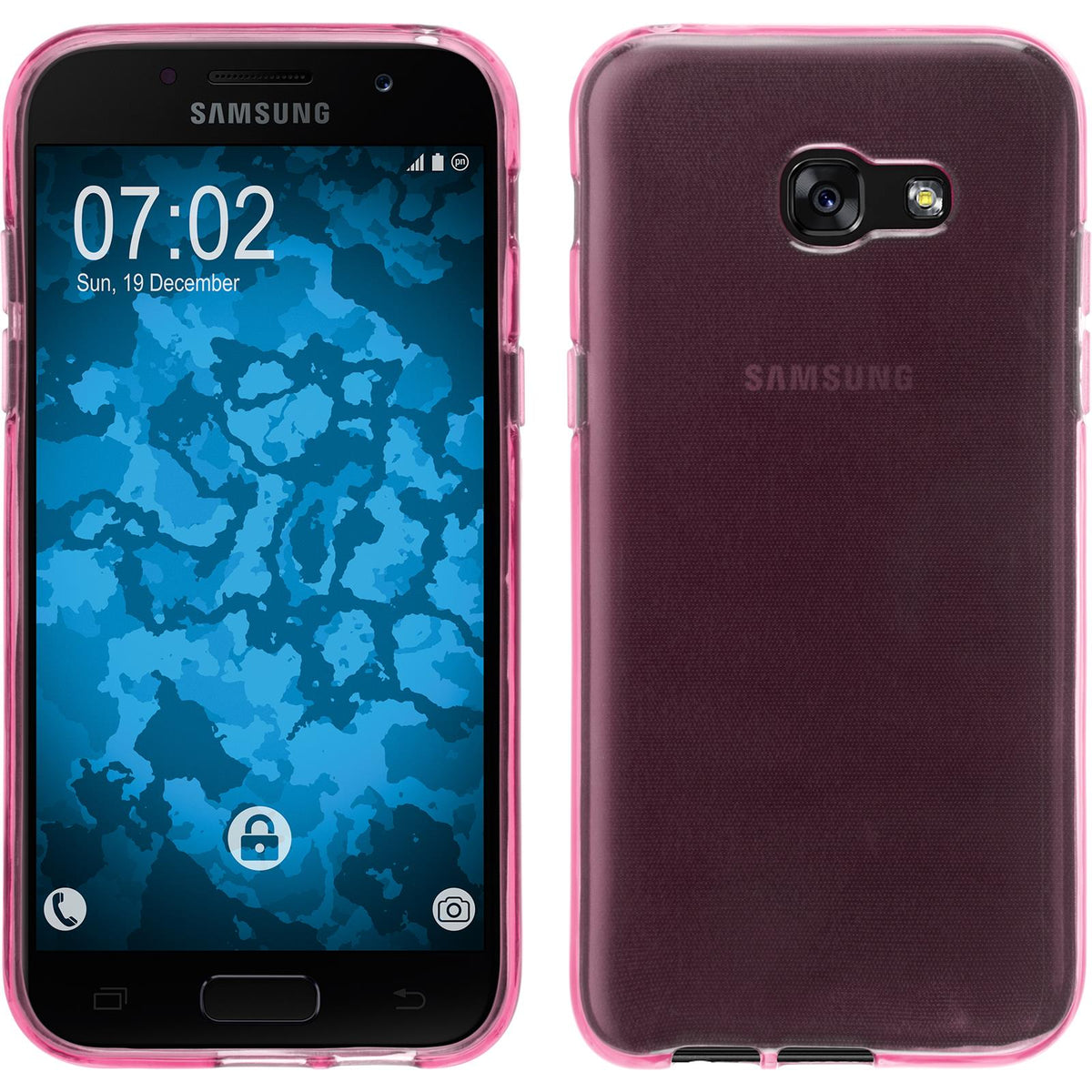 PhoneNatic Case kompatibel mit Samsung Galaxy A7 (2017) - rosa Silikon Hülle transparent + 2 Schutzfolien