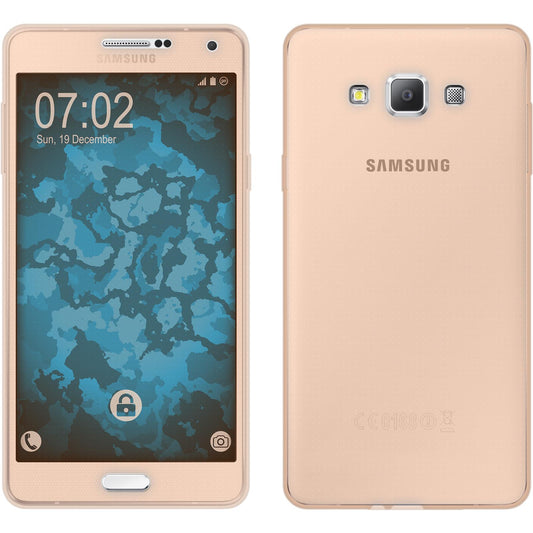 PhoneNatic Case kompatibel mit Samsung Galaxy A7 (A700) - gold Silikon Hülle 360∞ Fullbody Cover