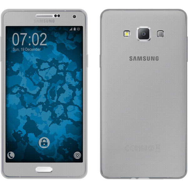PhoneNatic Case kompatibel mit Samsung Galaxy A7 (A700) - grau Silikon Hülle 360∞ Fullbody Cover