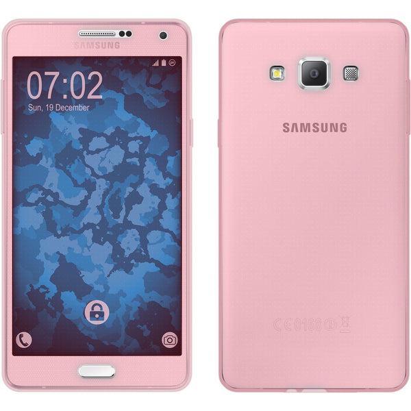PhoneNatic Case kompatibel mit Samsung Galaxy A7 (A700) - rosa Silikon Hülle 360∞ Fullbody Cover