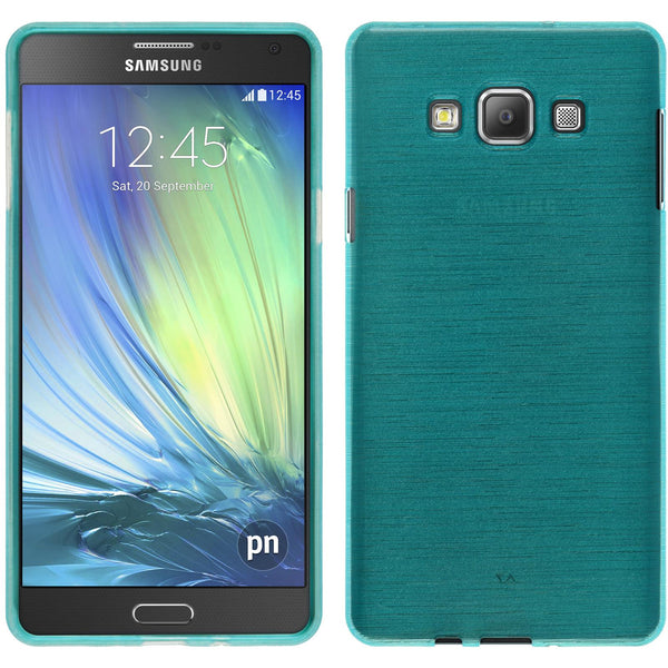 PhoneNatic Case kompatibel mit Samsung Galaxy A7 (A700) - blau Silikon Hülle brushed + 2 Schutzfolien